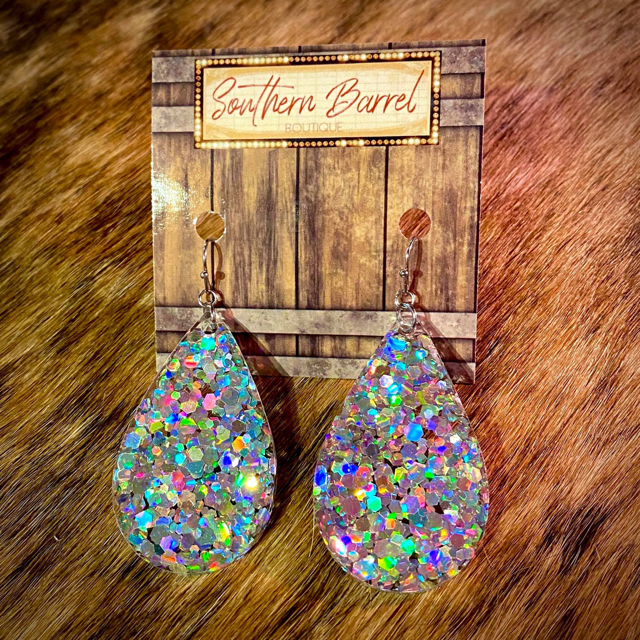 Acrylic Solid Sparkle Earrings