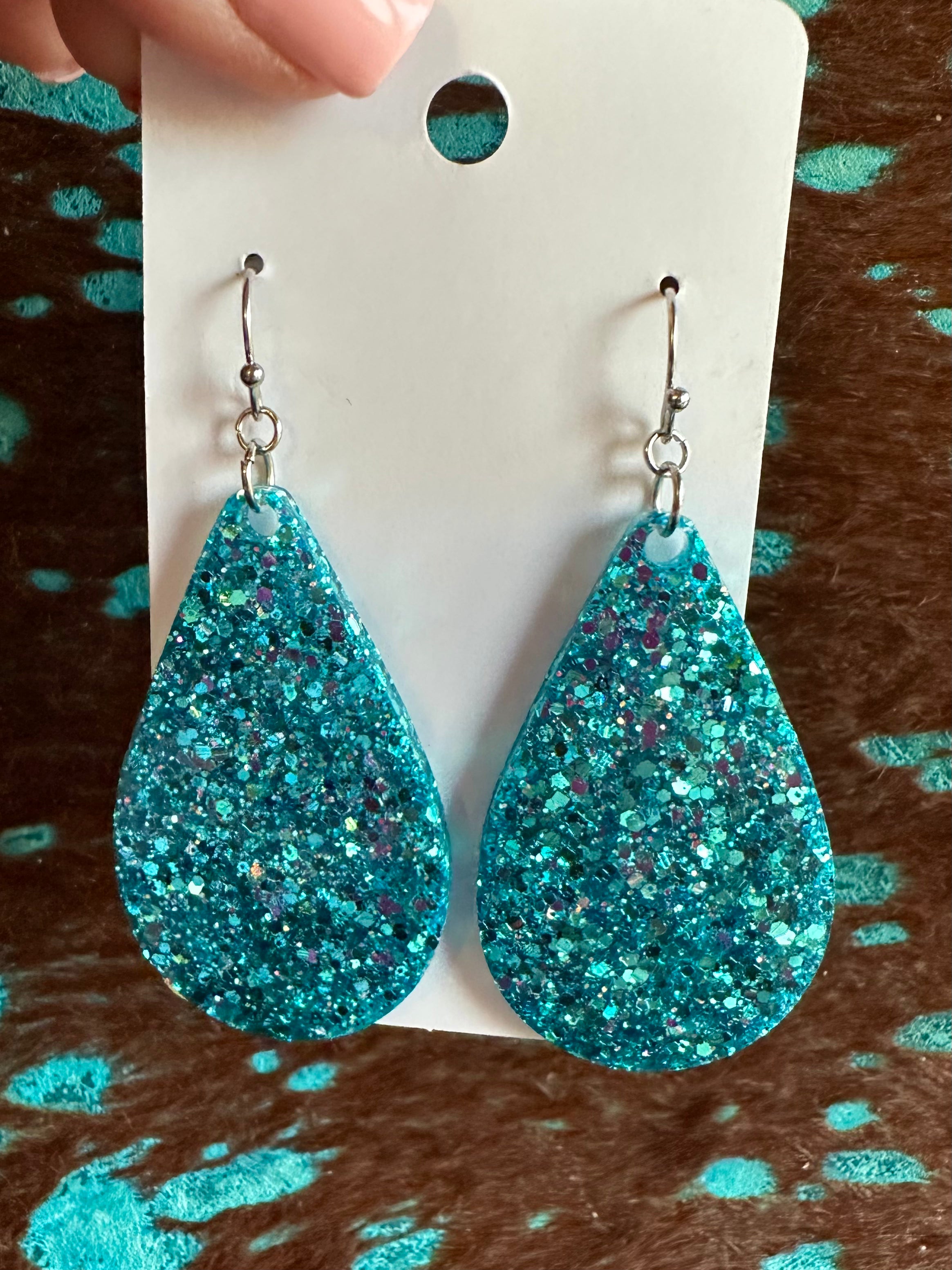 Acrylic Solid Sparkle Earrings
