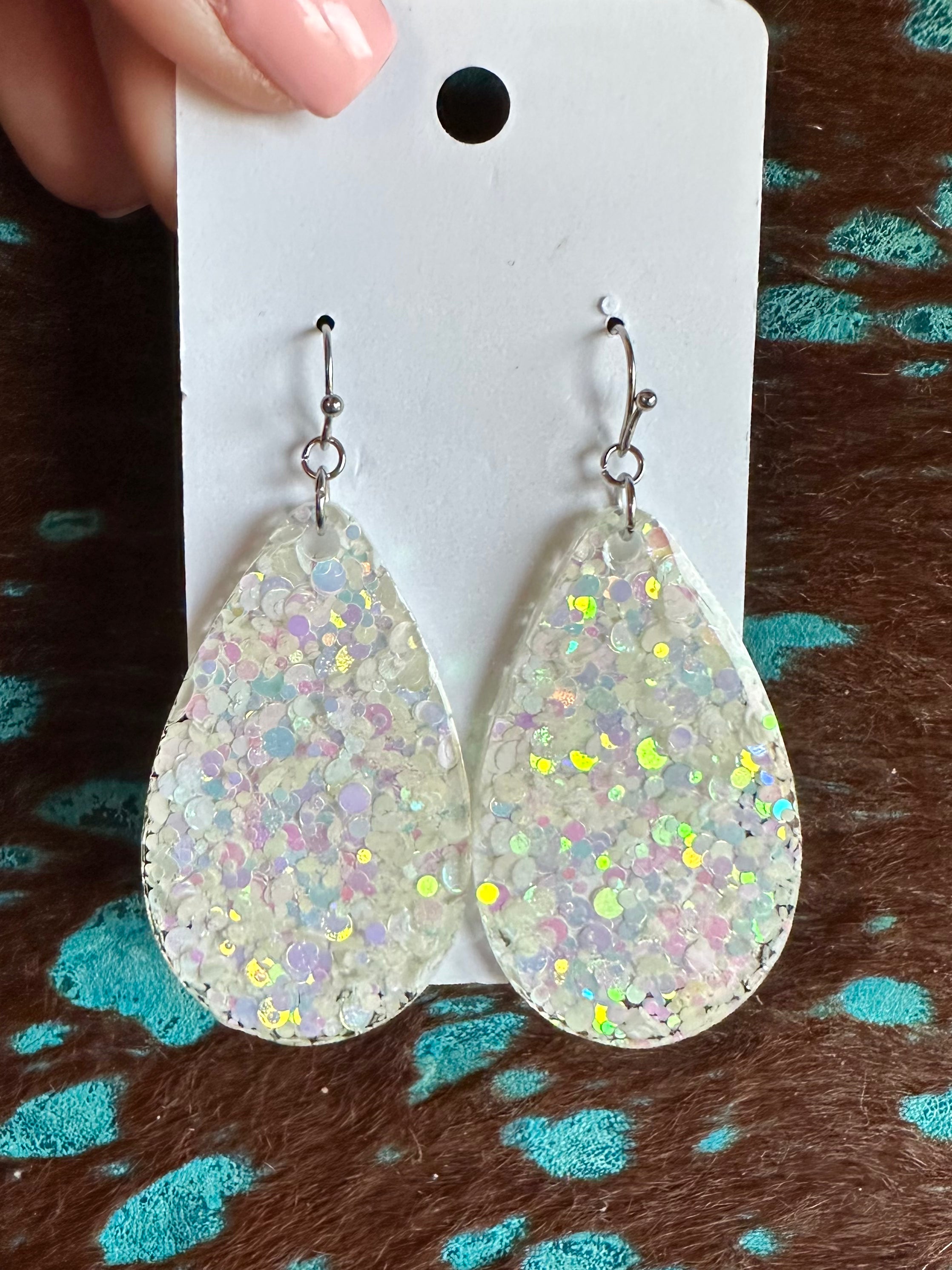 Acrylic Solid Sparkle Earrings