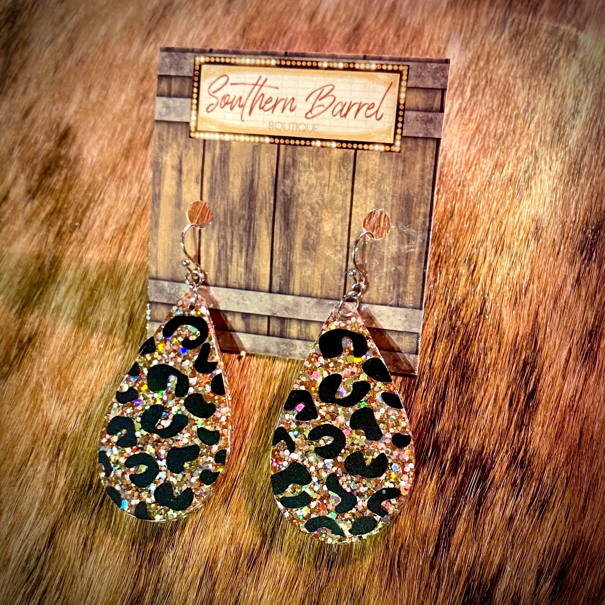 Acrylic Glitter Two-Tone Earrings