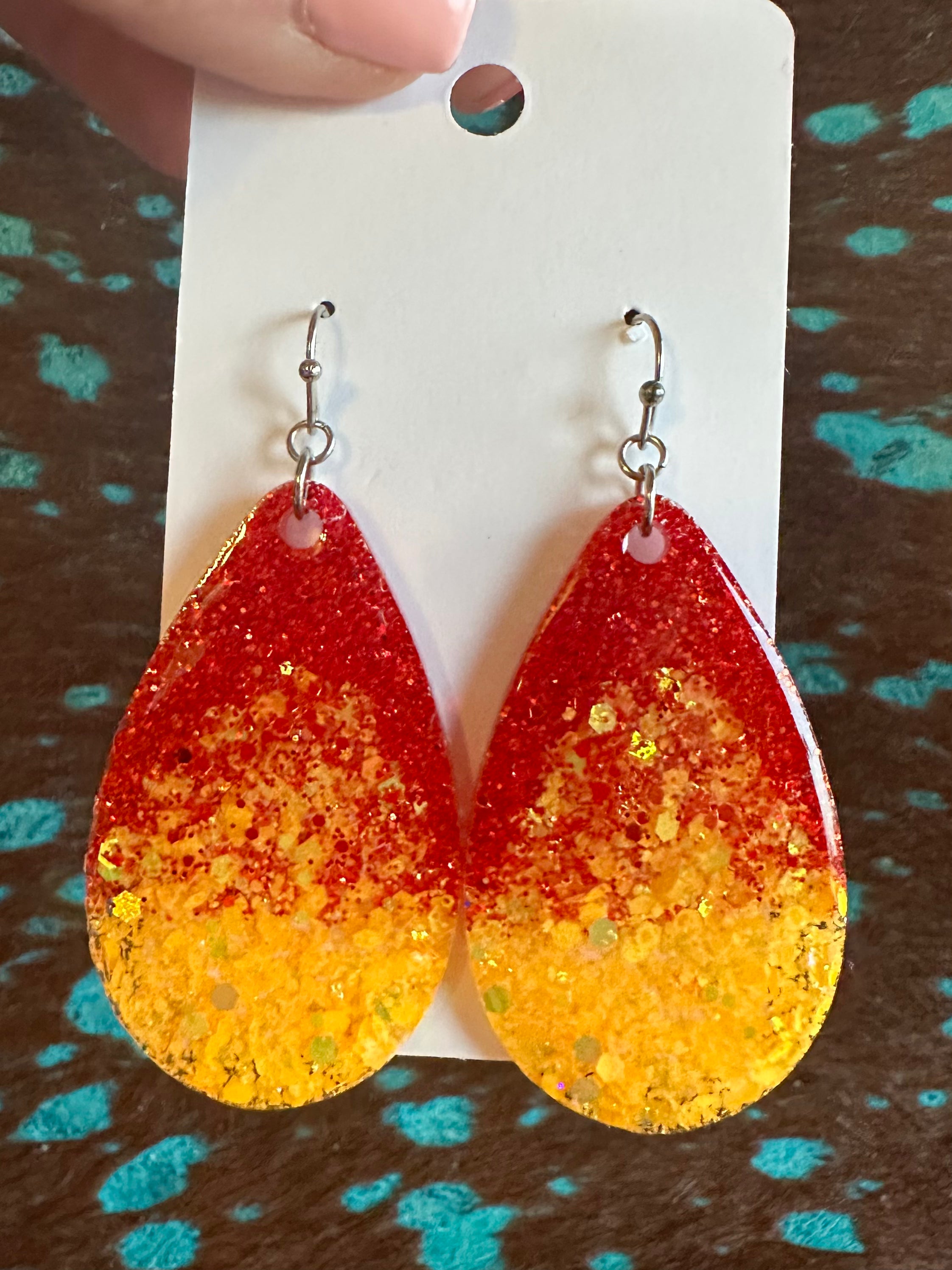 Acrylic Glitter Two-Tone Earrings