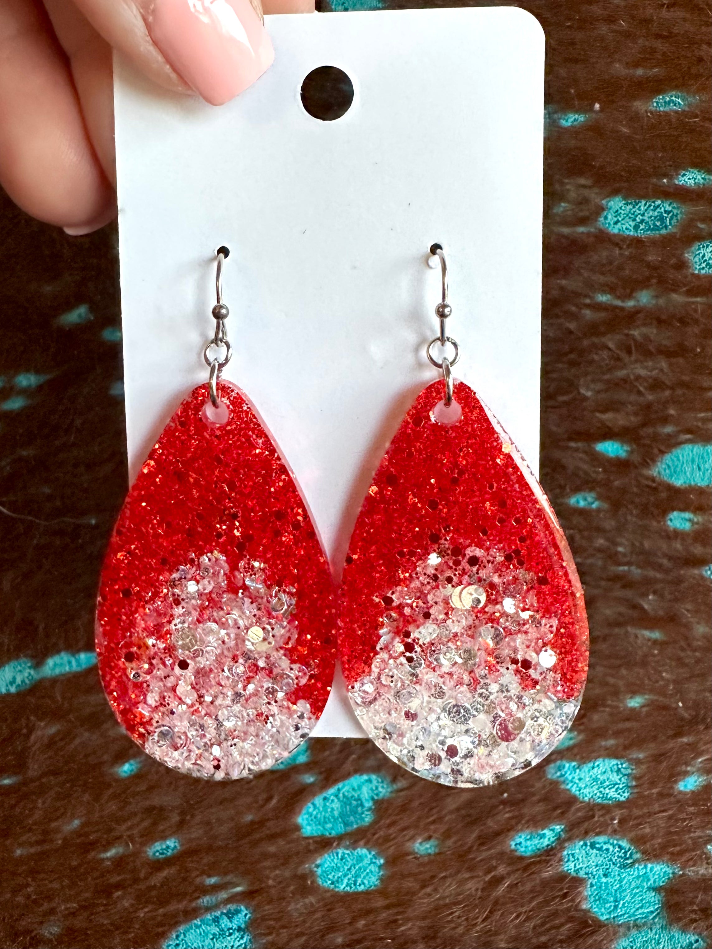Acrylic Glitter Two-Tone Earrings