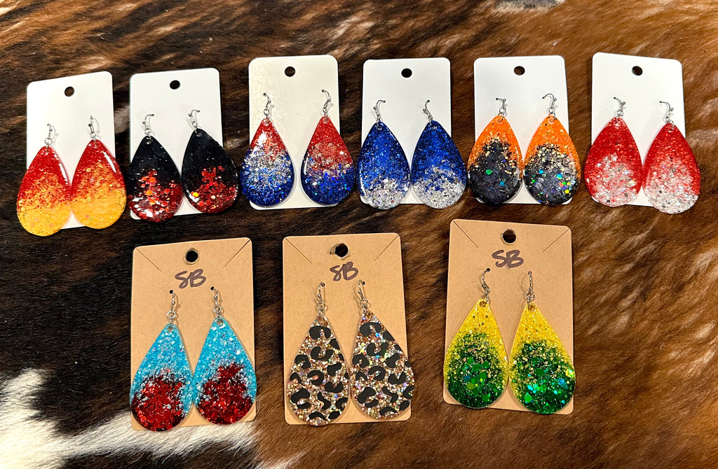 Acrylic Glitter Two-Tone Earrings