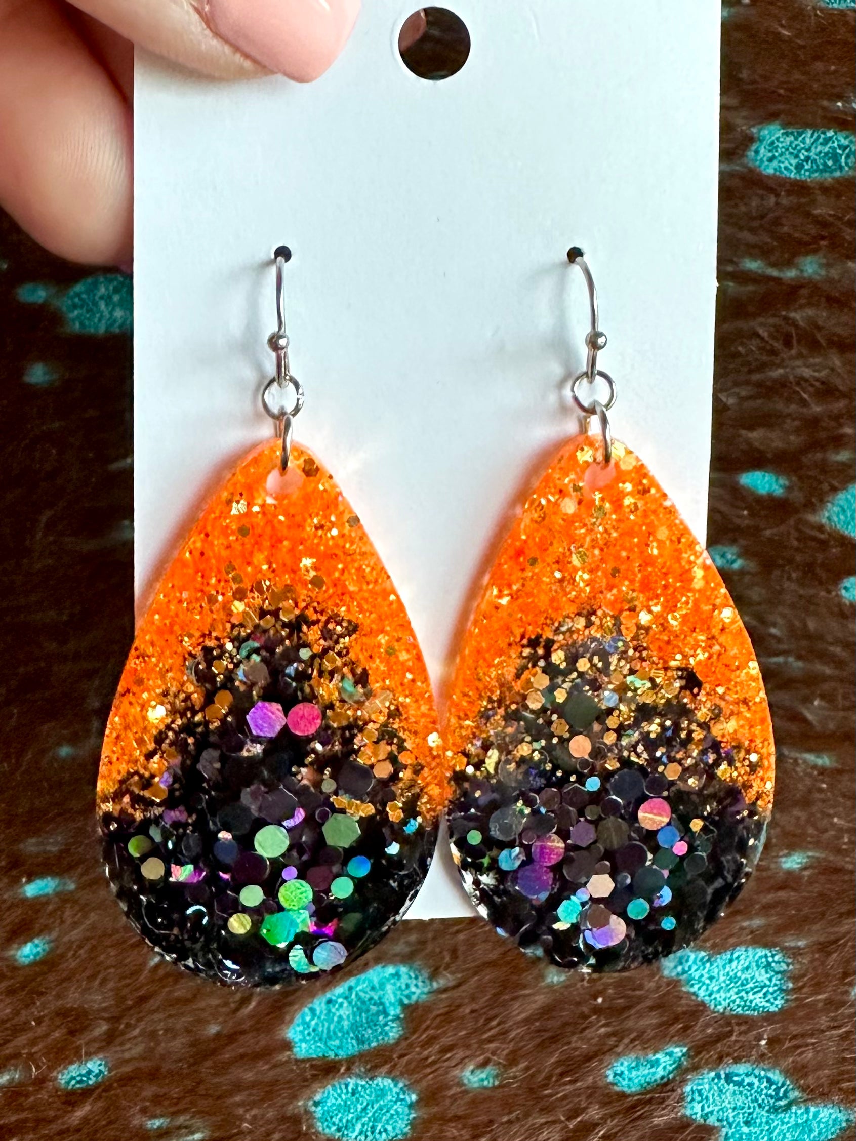 Acrylic Glitter Two-Tone Earrings