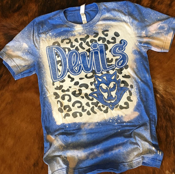 Tie Dye School Spirit Custom Mascot Bleached T-Shirt M / Royal Blue CC