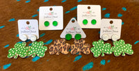 2” Green and Polka Dot Shamrock Dangles